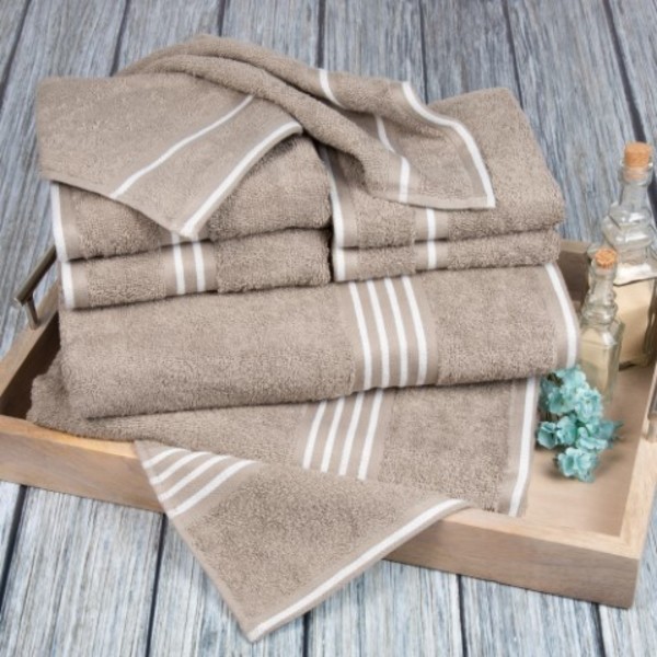 Hastings Home Hastings Home Rio 8 Piece 100 Cotton Towel Set - Taupe 945637PEB